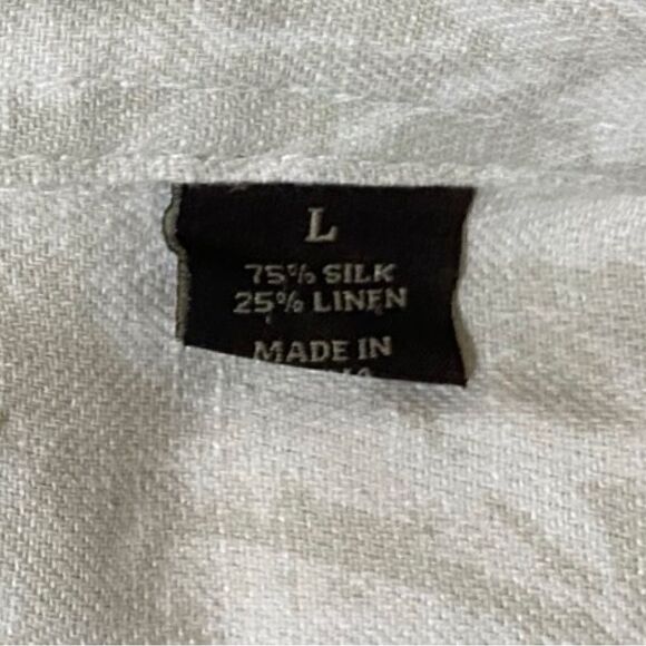 🌿 Tasso Elba Silk Linen Blend Lightweight Hawaiian Coastal Cool Button Down - Picture 4 of 5